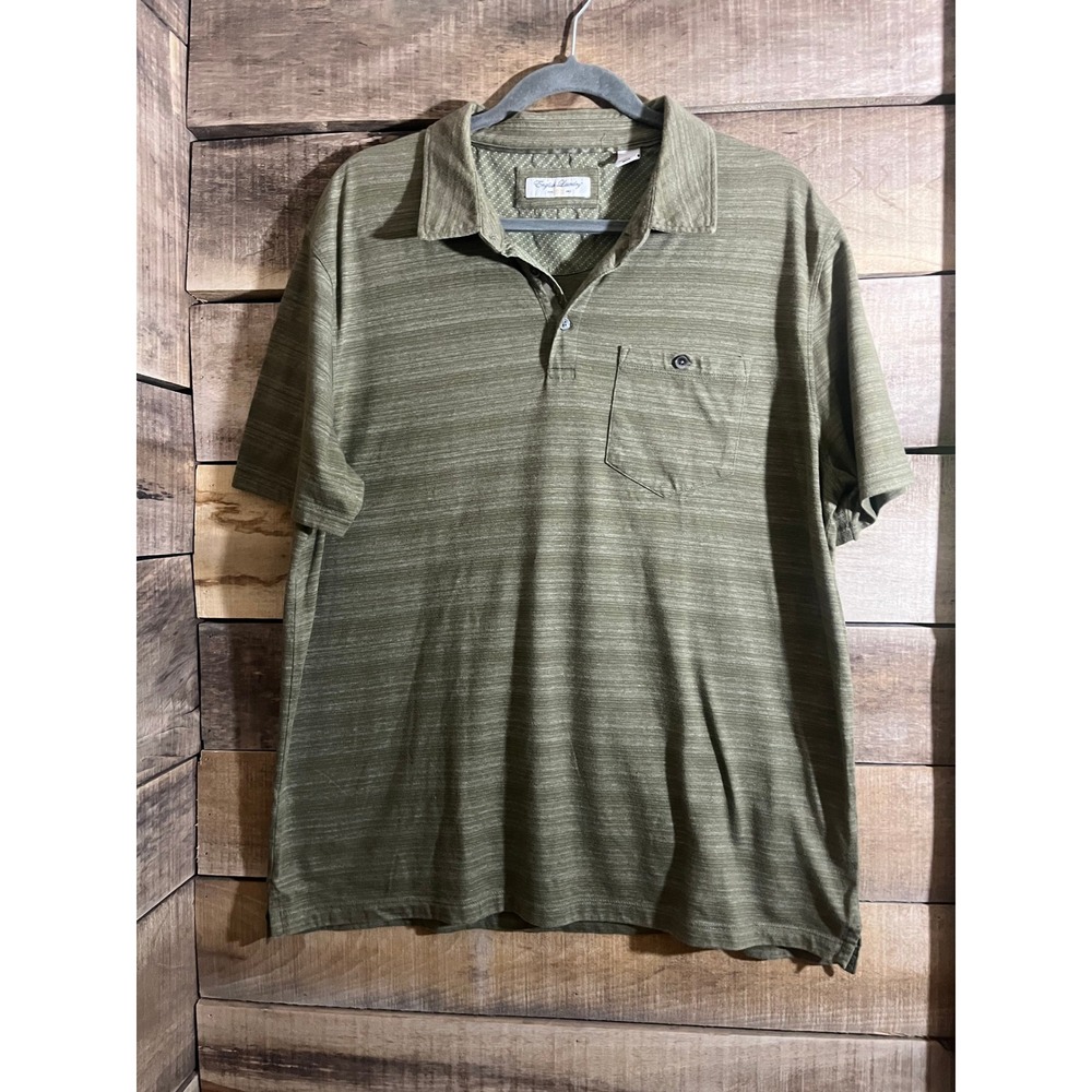 English Laundry Mens XL Olive Green Space Dye Short Sleeve Pocket Polo Shirt